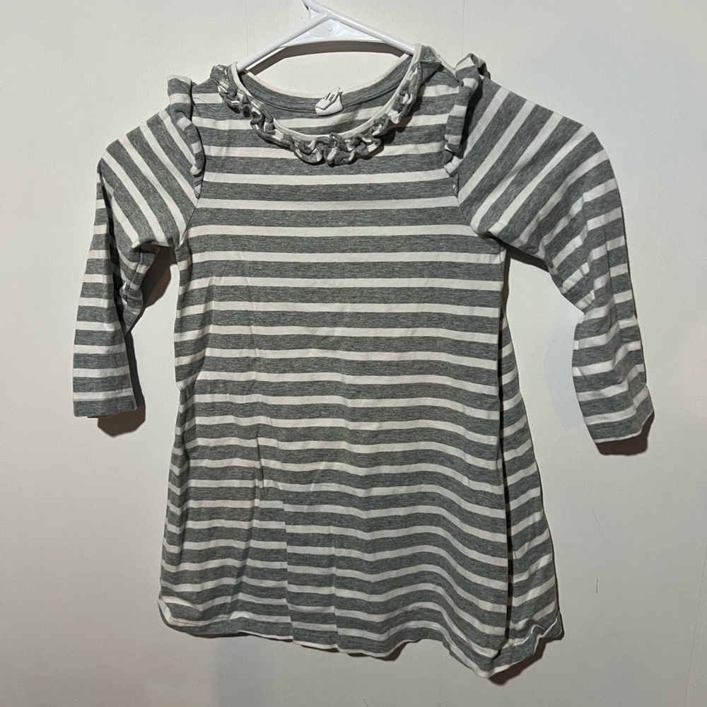 Baby GAP Gray and White Striped Toddler Dress